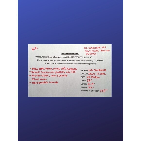 LIZ CLAIBORNE Pull-On Scoop Neck Top, Long Sleeve, NAVY FLORAL, Size SMALL, EUC - Picture 8 of 8